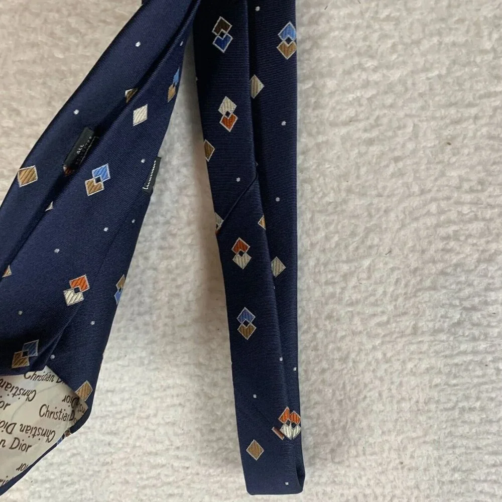 Christian Dior Cravates Necktie Mens Navy‎ Pattern Classic Formal Business 9717